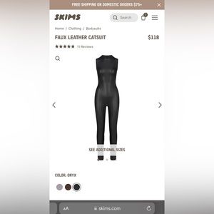 NWT Skims Faux Leather Catsuit
